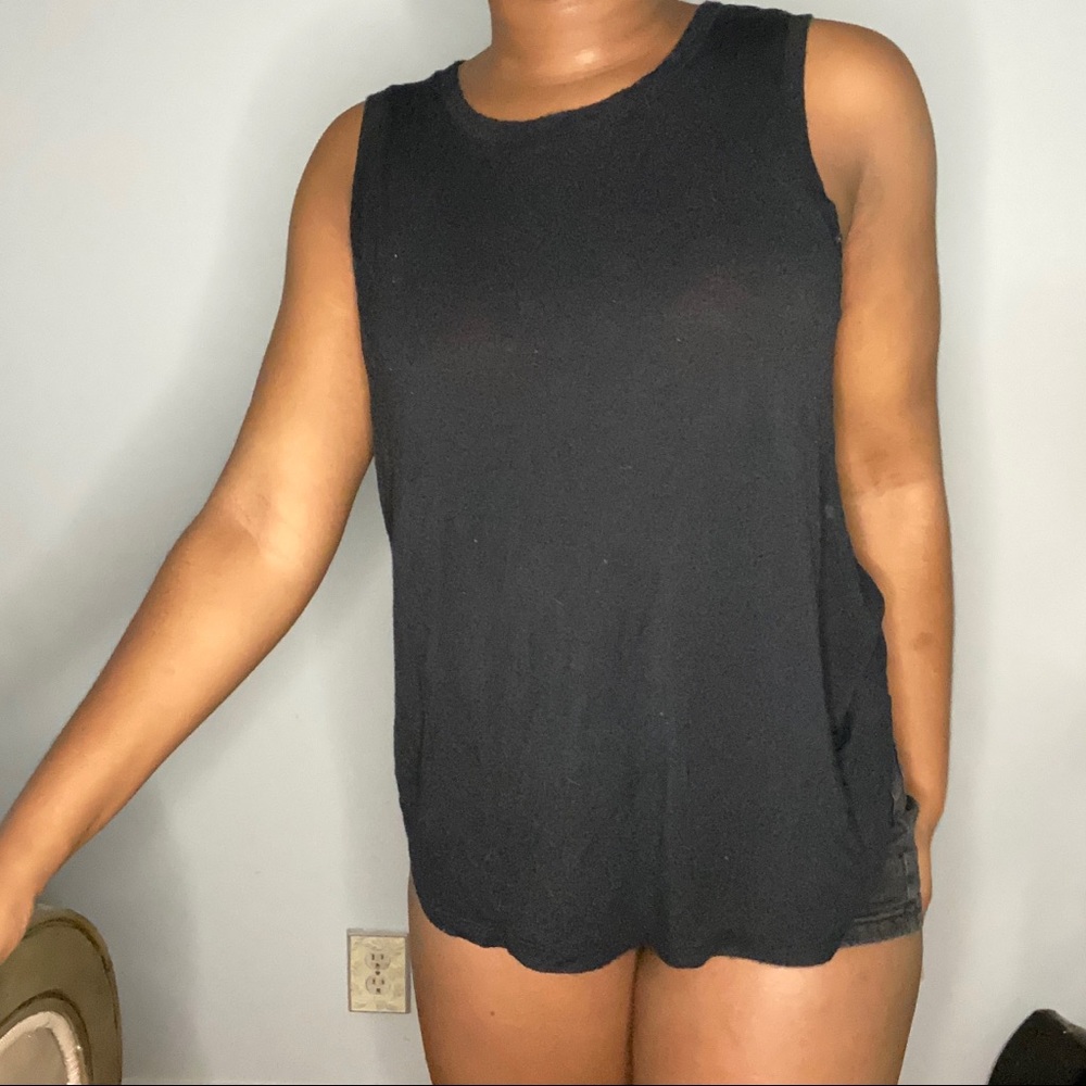 Black Muscle Tee w/ Slit